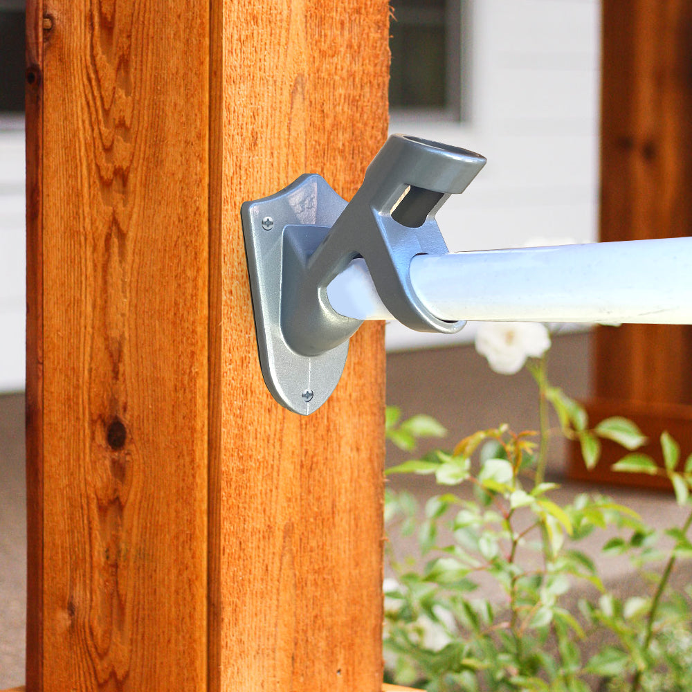 Lakeshore Trade 2 Position Aluminum Flagpole Bracket-For 1 inch Diameter Flagpole - with Installation Screws and Anchors - Silver