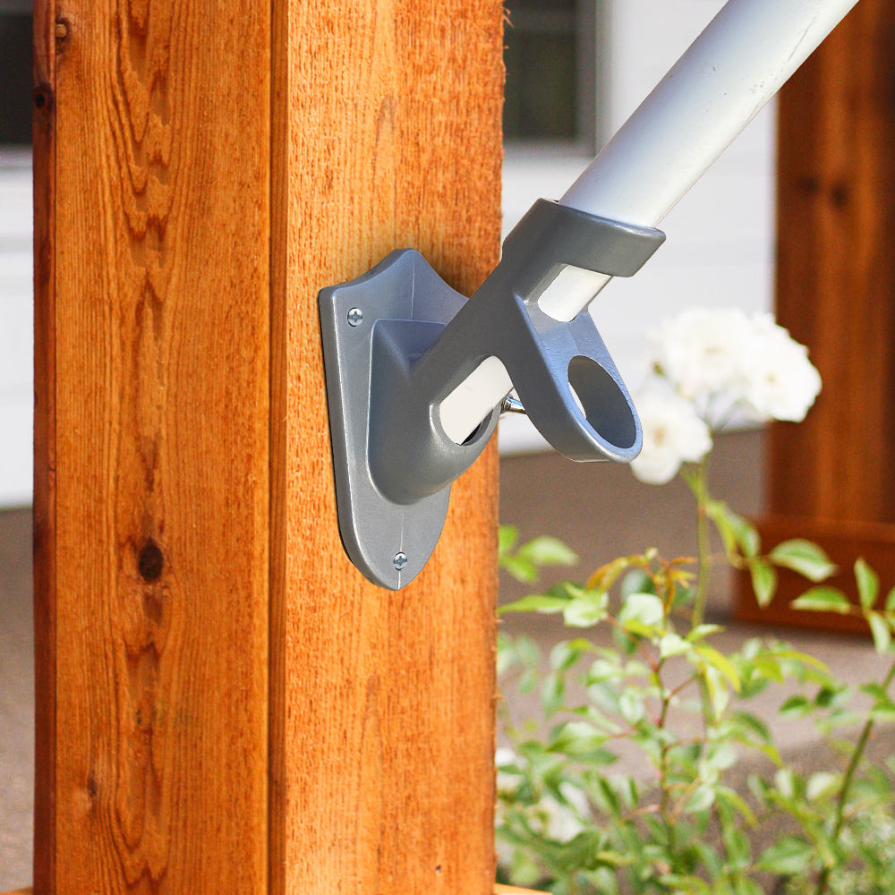 Lakeshore Trade 2 Position Aluminum Flagpole Bracket-For 1 inch Diameter Flagpole - with Installation Screws and Anchors - Silver