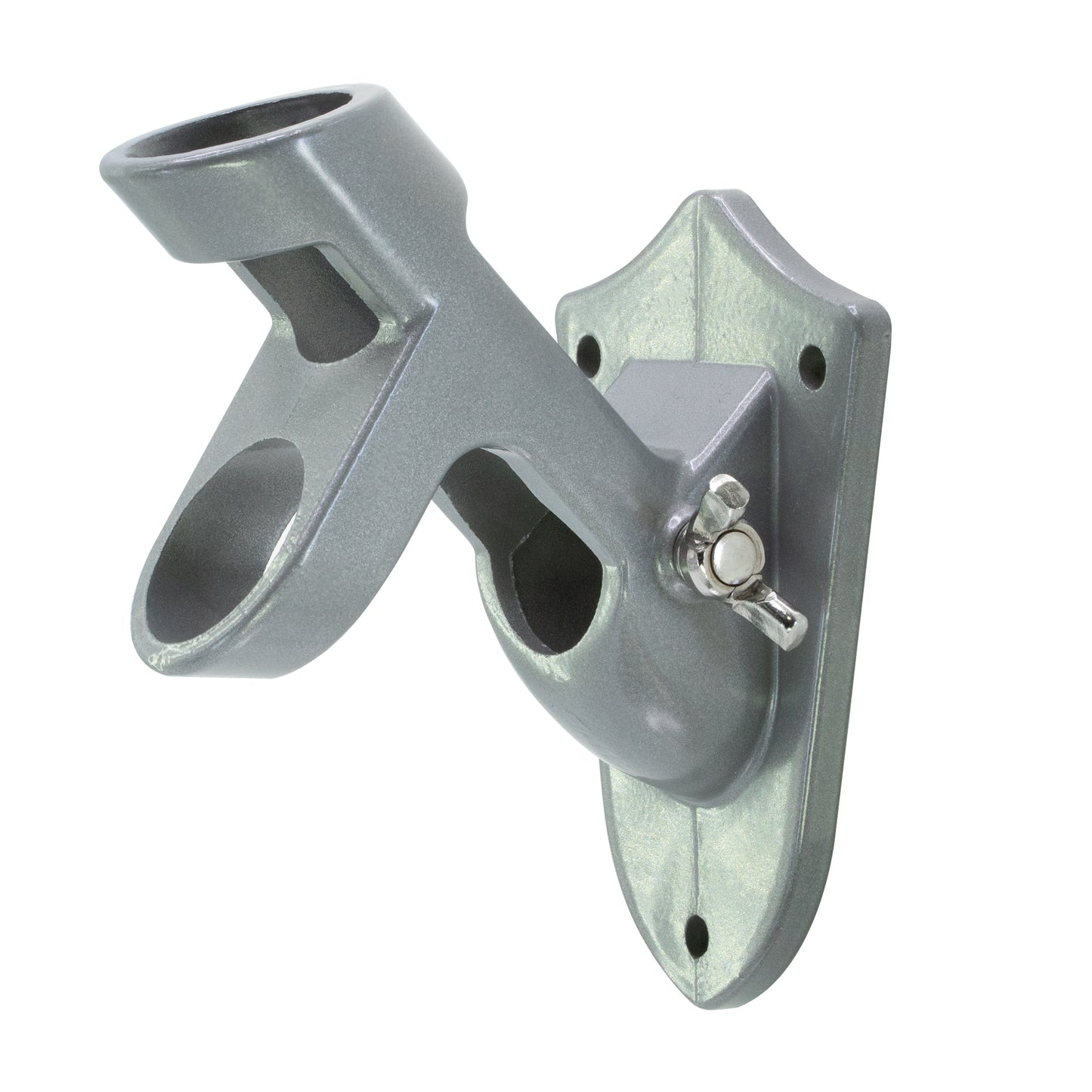 Lakeshore Trade 2 Position Aluminum Flagpole Bracket-For 1 inch Diameter Flagpole - with Installation Screws and Anchors - Silver