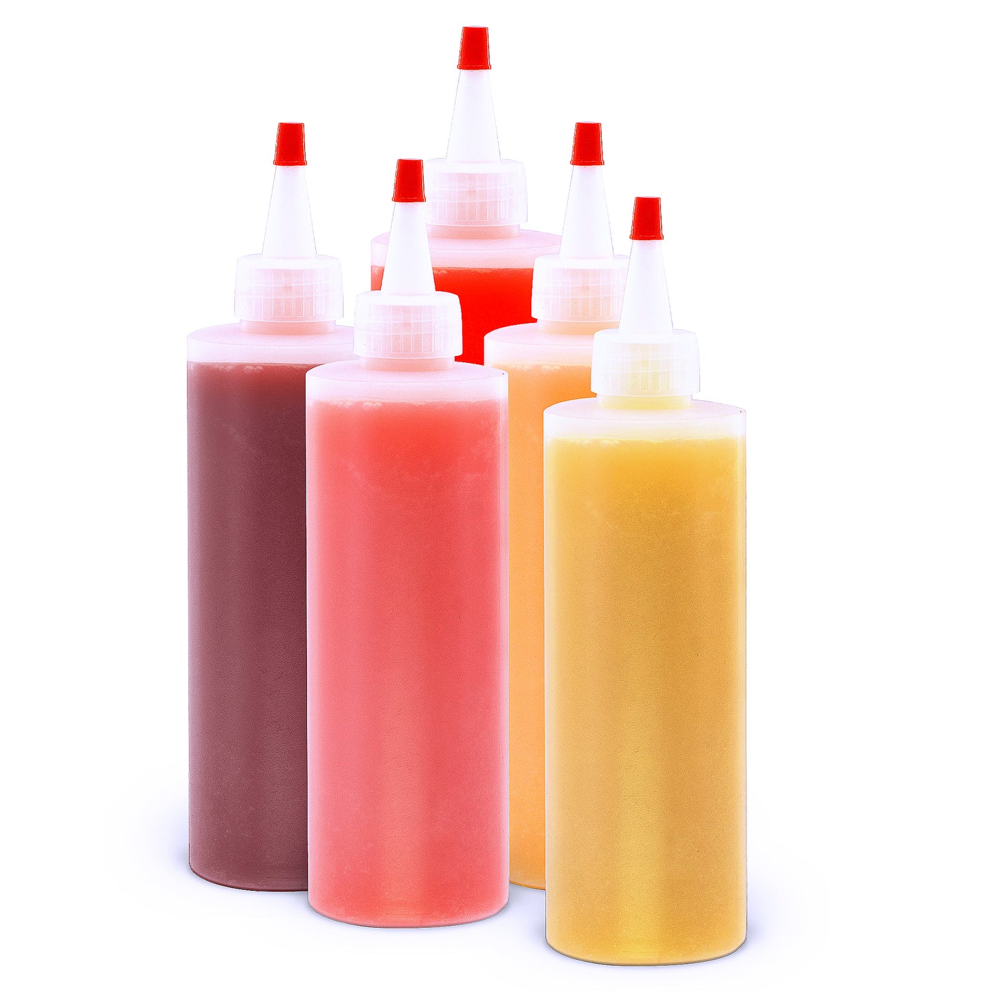 Lakeshore Trade 8oz Plastic Squeeze Bottles HDPE w/Yorker Tips (6-Pack) Empty Refillable Bottle