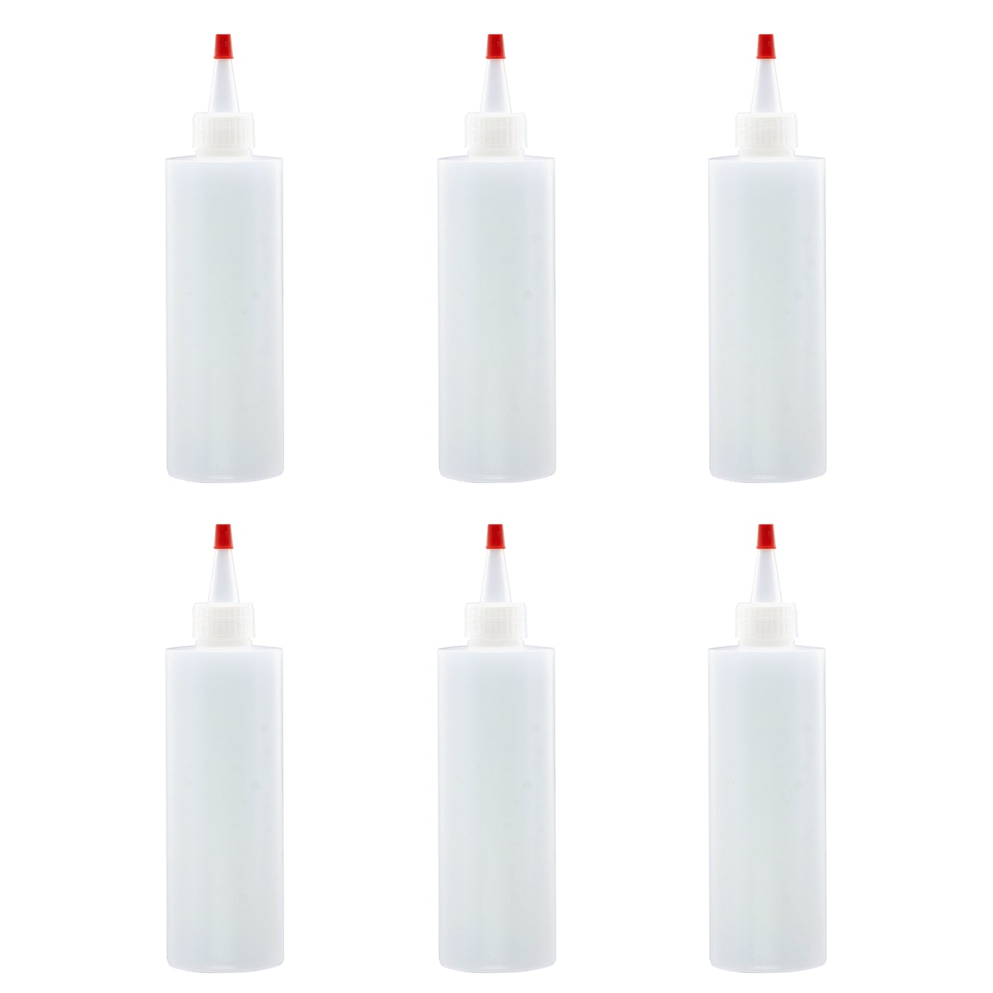 Lakeshore Trade 8oz Plastic Squeeze Bottles HDPE w/Yorker Tips (6-Pack) Empty Refillable Bottle