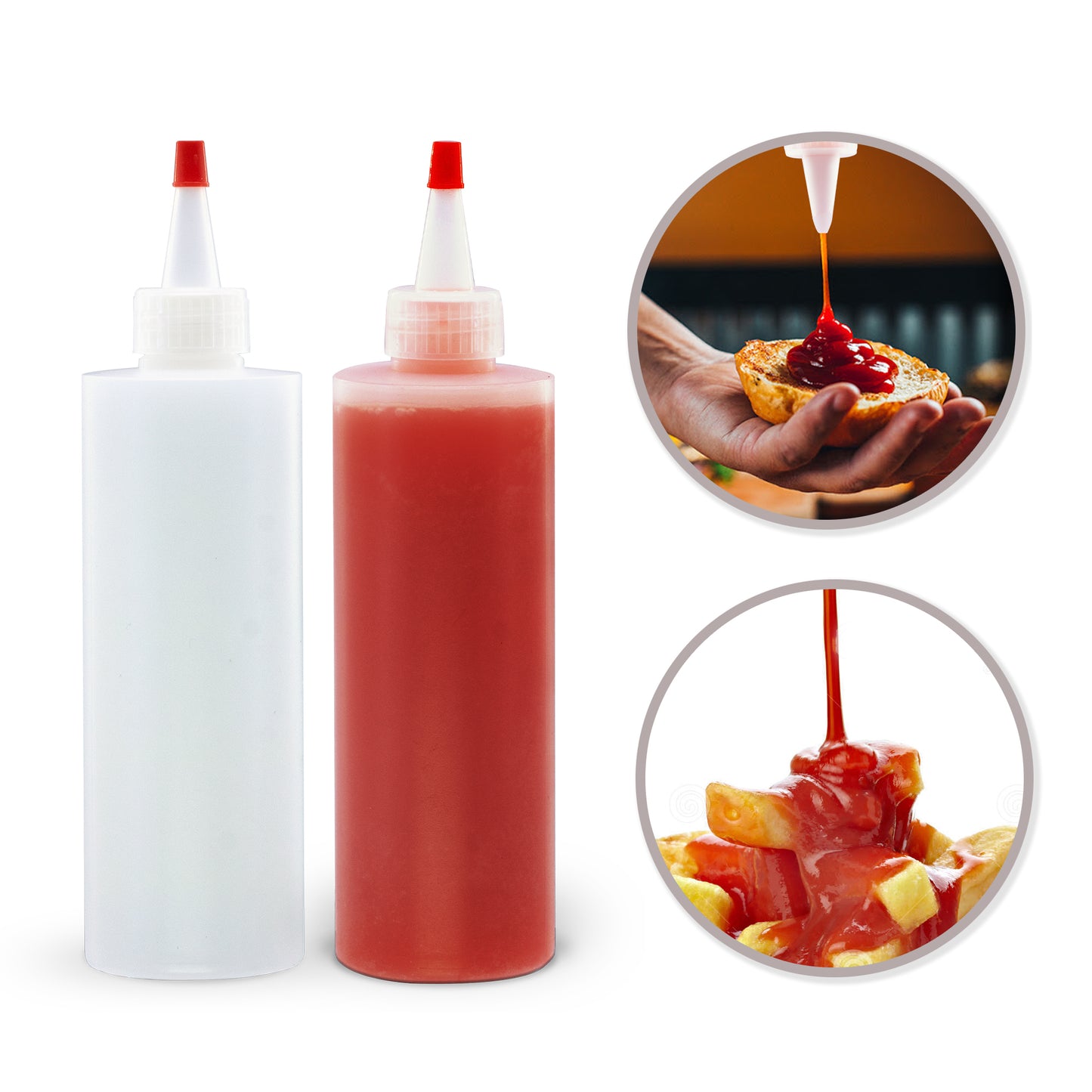 Lakeshore Trade 8oz Plastic Squeeze Bottles HDPE w/Yorker Tips (6-Pack) Empty Refillable Bottle