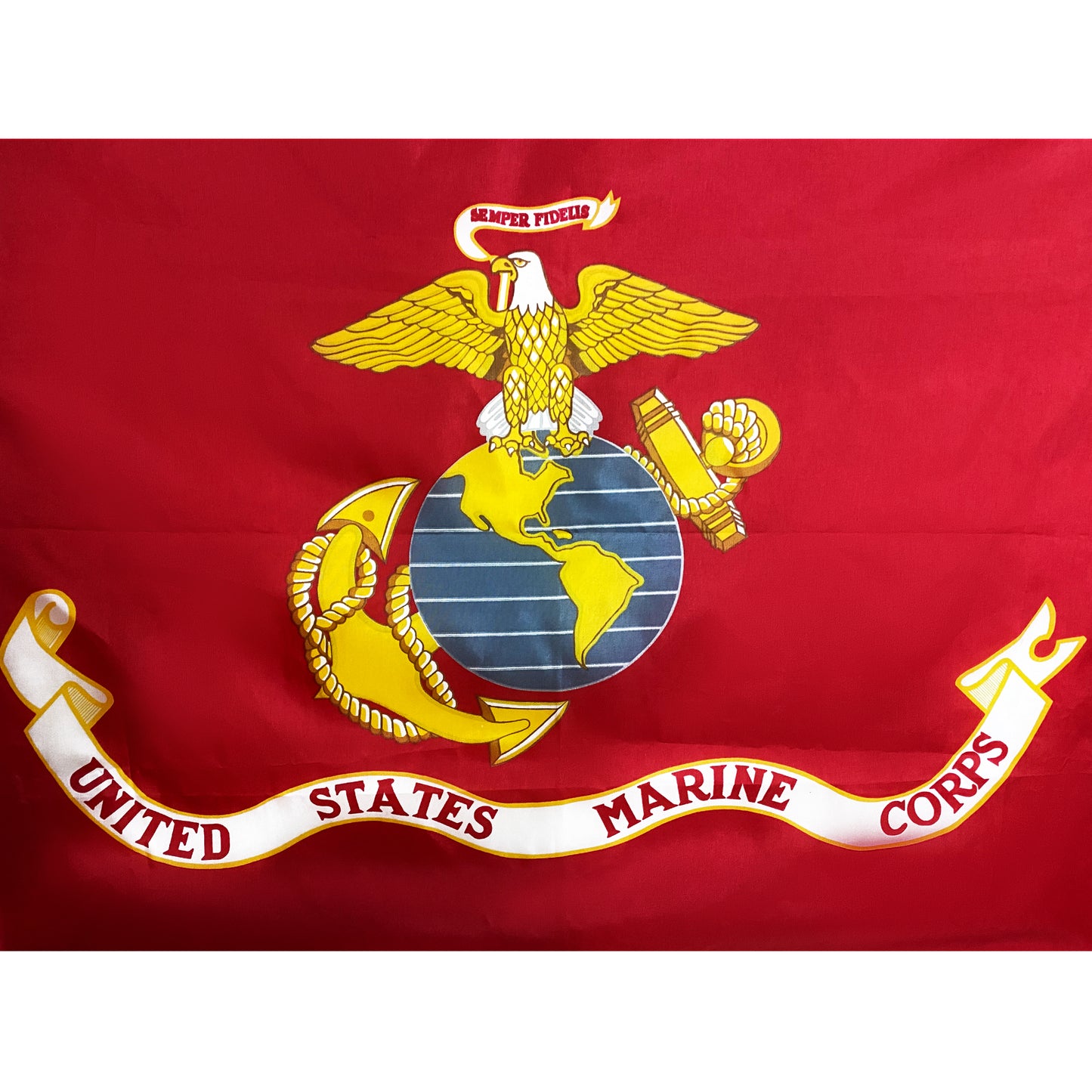 Lakeshore Trade US Marine Corps USMC Nylon Flag 3x5 Outdoor Made in USA - Heavy Nylon Duty Vivid Color US Flags Long Lasting with 2 Brass