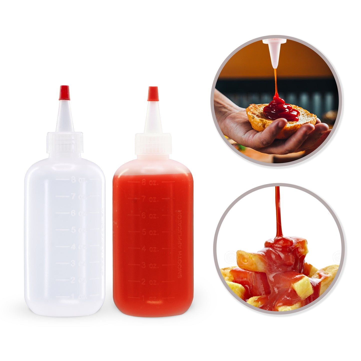 Lakeshore Trade 12 pack of 8oz (240mL) Plastic Boston Round Squeeze Bottles + Yorker Caps LDPE