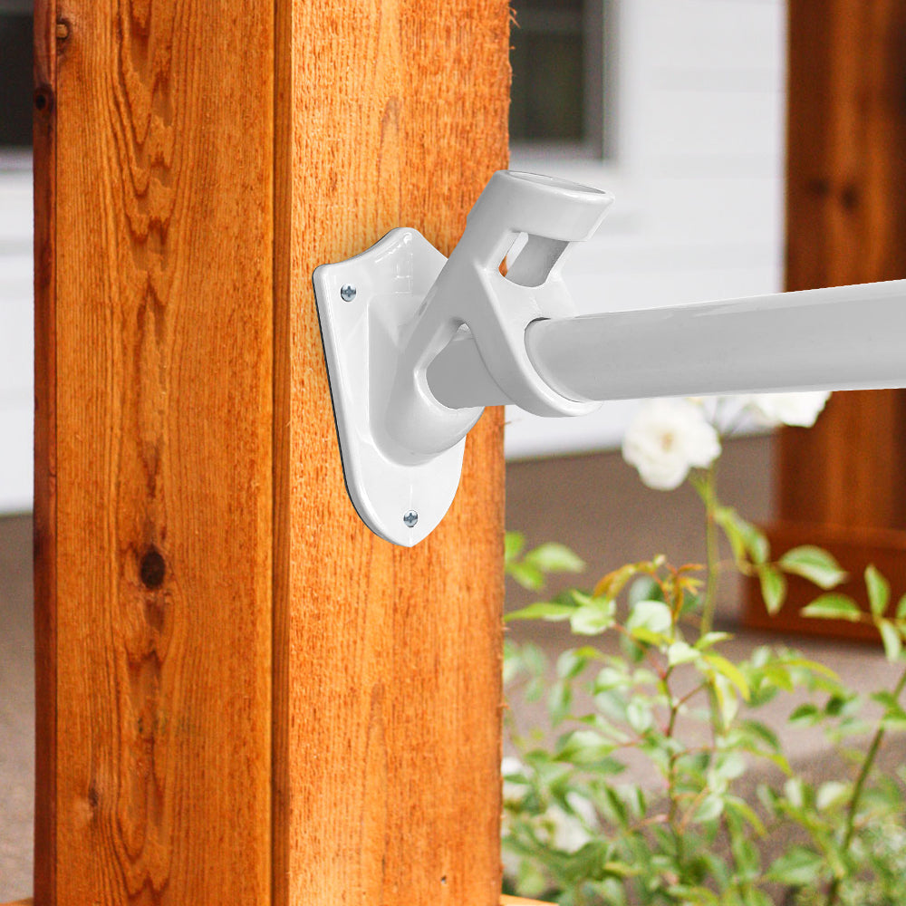Lakeshore Trade 2 Position Aluminum Flagpole Bracket-For 1 inch Diameter Flagpole - with Installation Screws and Anchors - White