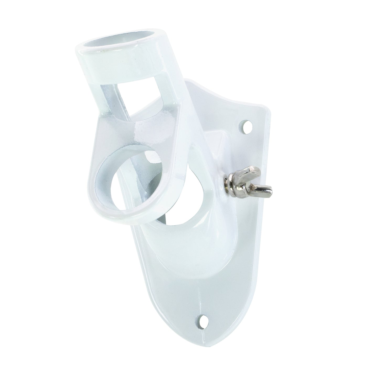 Lakeshore Trade 2 Position Aluminum Flagpole Bracket-For 1 inch Diameter Flagpole - with Installation Screws and Anchors - White
