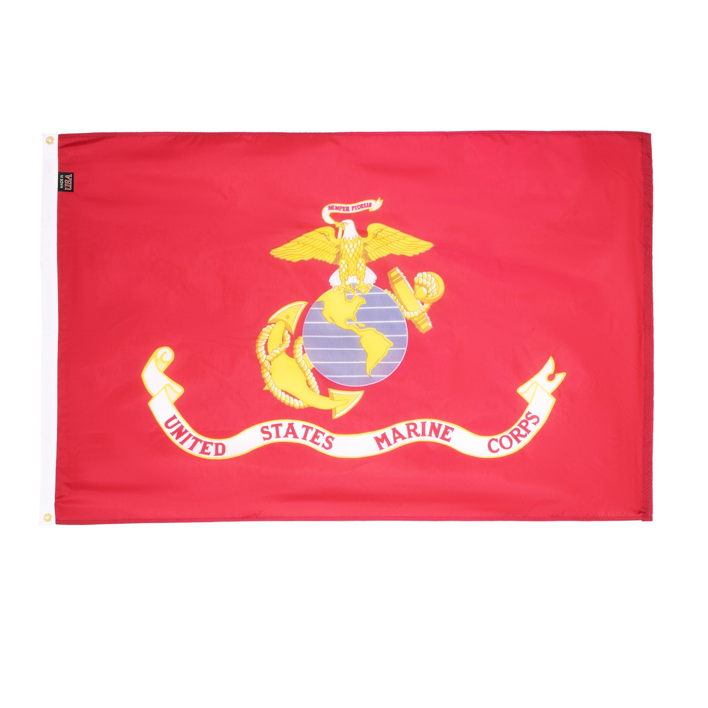 Lakeshore Trade US Marine Corps USMC Nylon Flag 3x5 Outdoor Made in USA - Heavy Nylon Duty Vivid Color US Flags Long Lasting with 2 Brass
