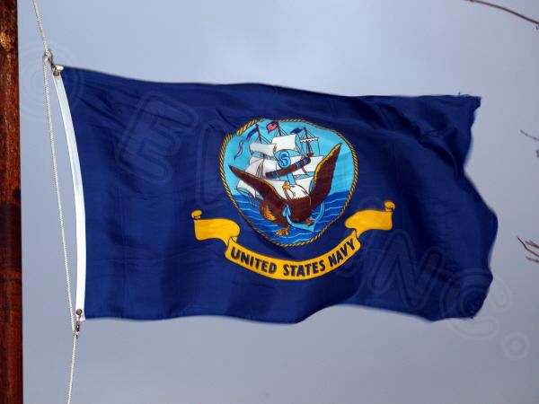 Lakeshore Trade US Navy 3x5 Flag, Polyester, Double Stitched Edges, Brass Grommets, Indoor/Outdoor